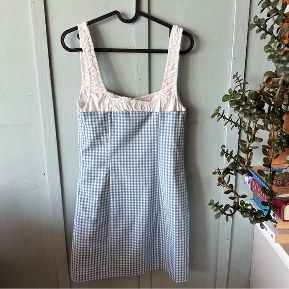 Zara Blue and White Sheath Mini Dress Sweetheart Neckline - Picture 7 of 11